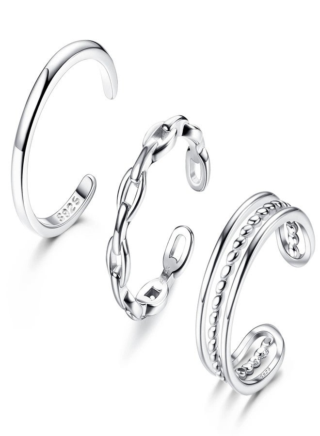 Florideco 3Pcs S925 Sterling Silver Toe Rings for Women Open Toe Ring Comfort-Fit Adjustable Toe Rings Celtic Knot Turquoise Finger Foot Jewelry Set Classic Toe Ring - Image 1